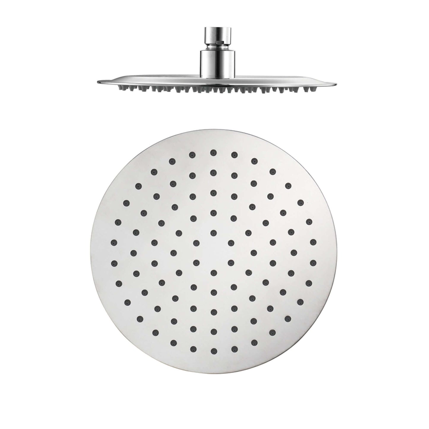 Contemporary Ceiling Fixed Round Ultra Slim Stainless Steel Shower Head 8" With 180mm Ceiling Shower Arm - Chrome