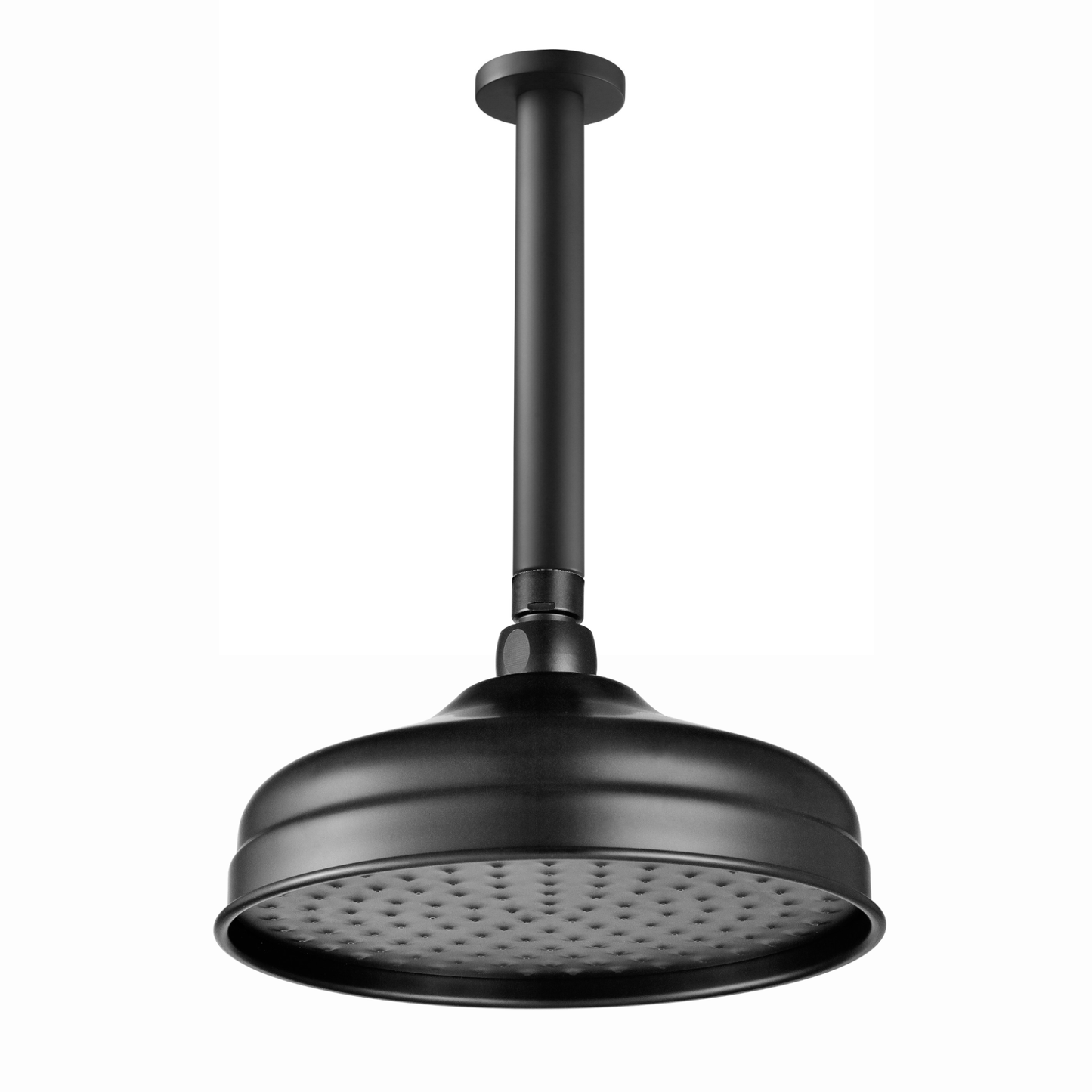 Traditional Ceiling Fixed Apron Brass Shower Head 8" With 180mm Ceiling Shower Arm - Black