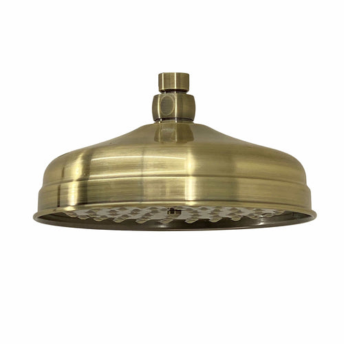 Buy Traditional Ceiling Fixed Apron Brass Shower Head 8" With 180mm Ceiling Shower Arm - Antique Brass online UK