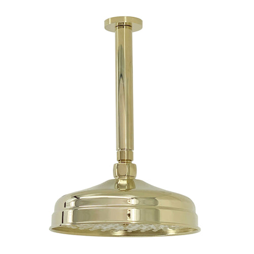 Buy Traditional Ceiling Fixed Apron Brass Shower Head 8" With 180mm Ceiling Shower Arm - Gold online UK