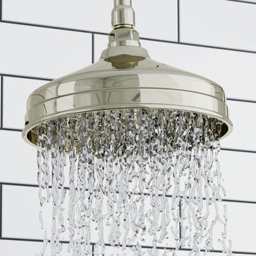 Traditional Ceiling Fixed Apron Brass Shower Head 8" With 180mm Ceiling Shower Arm - English Gold