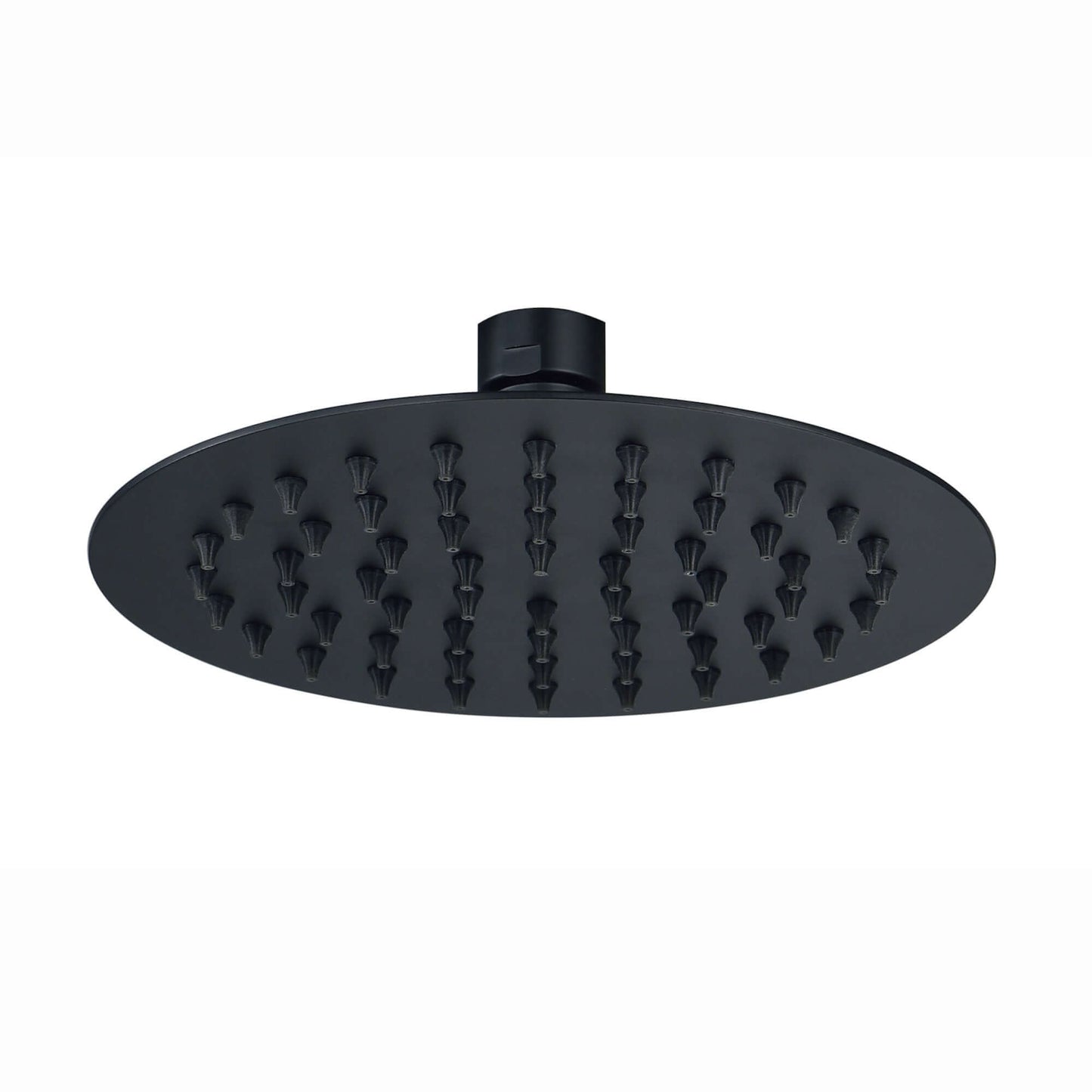 Contemporary Ceiling Fixed Round Ultra Slim Stainless Steel Shower Head 8" With 180mm Ceiling Shower Arm - Matte Black