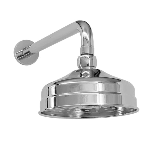 Buy Traditional Wall Fixed Apron Brass Shower Head 6" With Shower Arm - Chrome online UK
