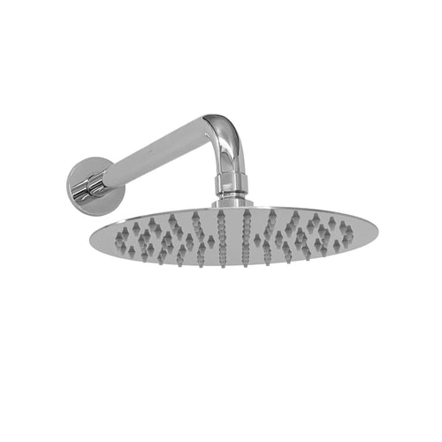 Buy Contemporary Wall Fixed Round Ultra Slim Stainless Steel Shower Head 8" With Shower Arm - Chrome online UK