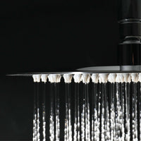 Contemporary Wall Fixed Round Ultra Slim Stainless Steel Shower Head 8" With Shower Arm - Chrome