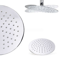 Contemporary Wall Fixed Round Ultra Slim Stainless Steel Shower Head 8" With Shower Arm - Chrome