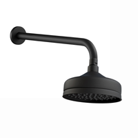 Traditional Wall Fixed Apron Brass Shower Head 6" With Shower Arm - Black