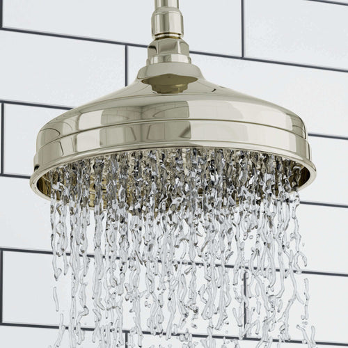 Buy Traditional Wall Fixed Apron Brass Shower Head 8" With Shower Arm - Gold online UK