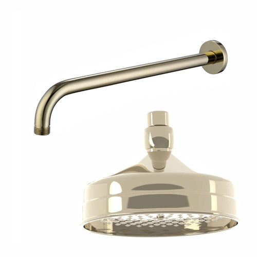 Buy Traditional Wall Fixed Apron Brass Shower Head 6" With Shower Arm - Gold online UK