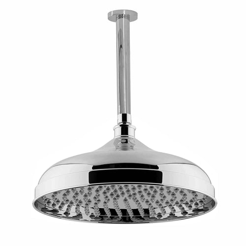 Buy Traditional Ceiling Fixed Apron Brass Shower Head 12" With 180mm Ceiling Shower Arm - Chrome online UK
