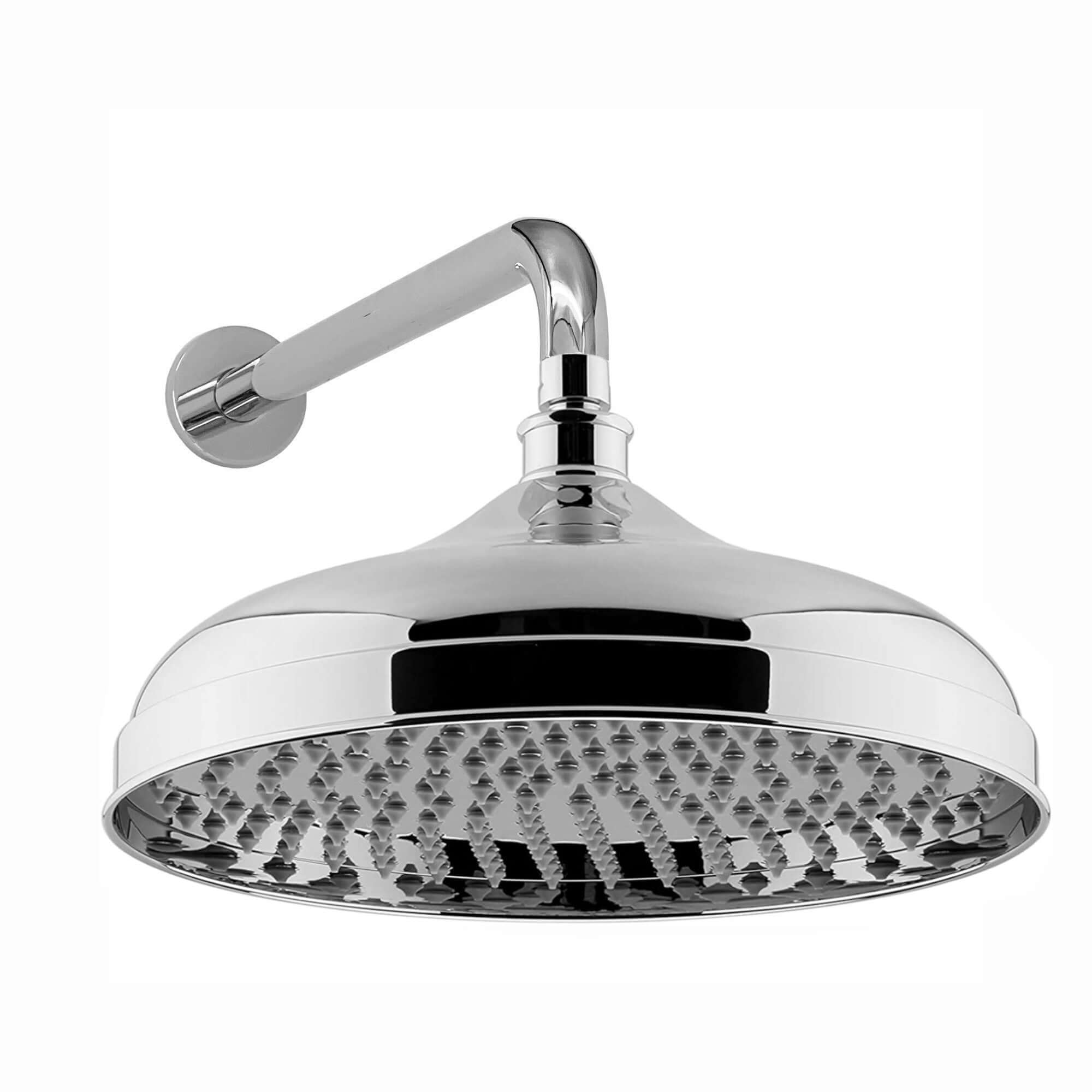 Traditional Wall Fixed Apron Brass Shower Head 12" With Shower Arm - Chrome