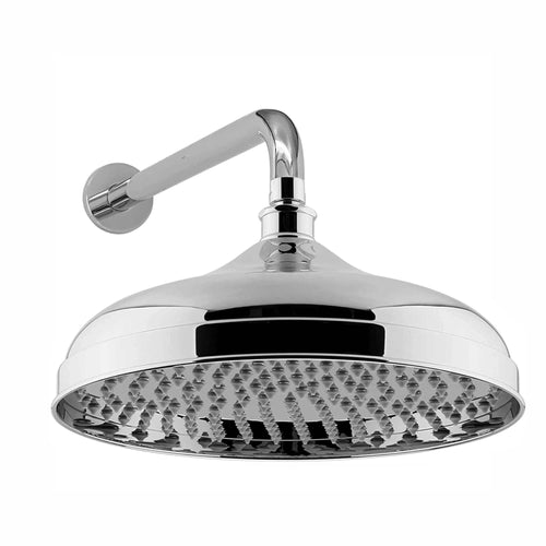 Buy Traditional Wall Fixed Apron Brass Shower Head 12" With Shower Arm - Chrome online UK