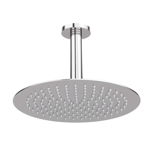Buy Contemporary Ceiling Fixed Round Ultra Slim Stainless Steel Shower Head 12" With 180mm Ceiling Shower Arm - Chrome online UK