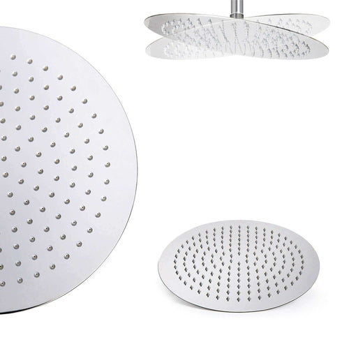 Buy Contemporary Ceiling Fixed Round Ultra Slim Stainless Steel Shower Head 12" With 180mm Ceiling Shower Arm - Chrome online UK
