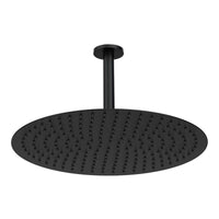Contemporary Ceiling Fixed Round Ultra Slim Stainless Steel Shower Head 16" With 180mm Ceiling Shower Arm - Matte Black