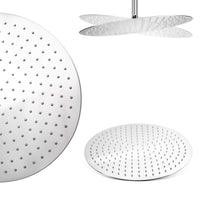 Contemporary Wall Fixed Round Ultra Slim Stainless Steel Shower Head 16" With Shower Arm - Chrome