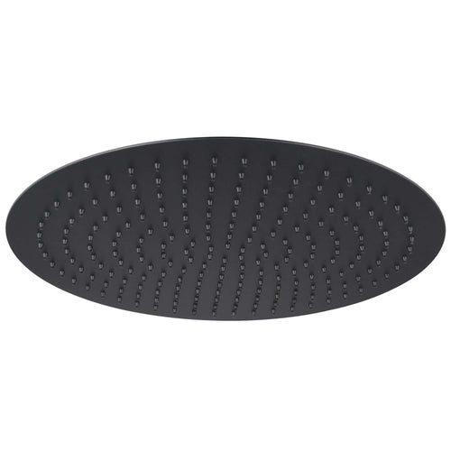 Buy Contemporary Wall Fixed Round Ultra Slim Stainless Steel Shower Head 16" With Shower Arm - Matt Black online UK