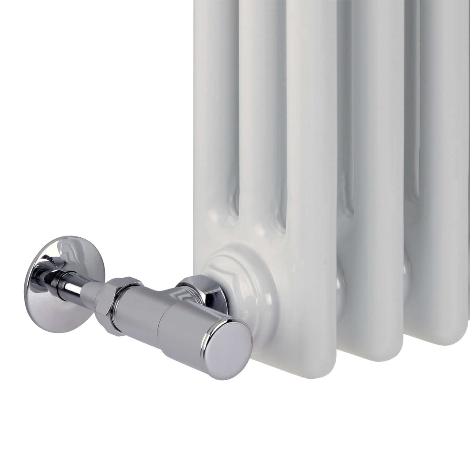 Milano modern round design angled radiator valves - chrome - Heating