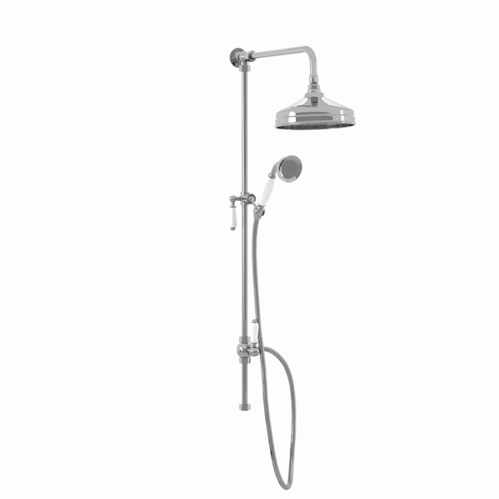 Downton traditional shower riser rail kit 2 outlet watercan head 200mm - chrome - Showers