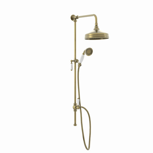 Buy Downton traditional shower riser rail kit 2 outlet watercan head 200mm - antique brass online UK
