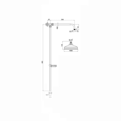 Buy Downton traditional shower riser rail kit with soap dish watercan head 200mm - gold online UK