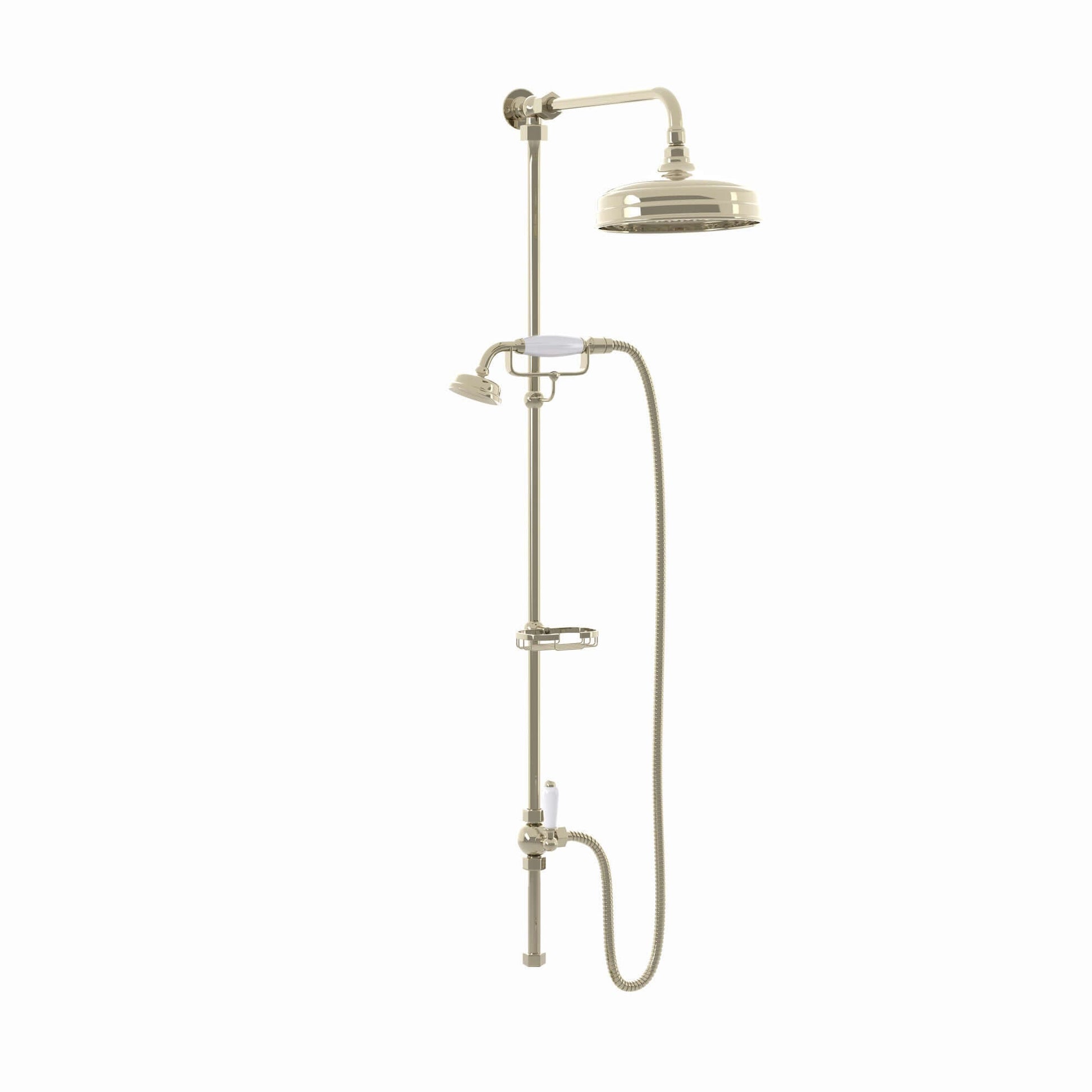 Downton traditional shower riser rail kit 2 outlet soap dish watercan head 200mm - English gold - Showers