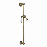 Traditional shower slider rail brass with white ceramic lever bracket - antique bronze - Showers