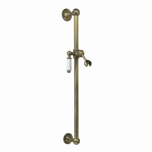 Buy Traditional shower slider rail brass with white ceramic lever bracket - antique brass online UK