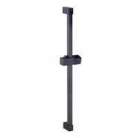 Square shower slider rail bar with hand shower holder - black