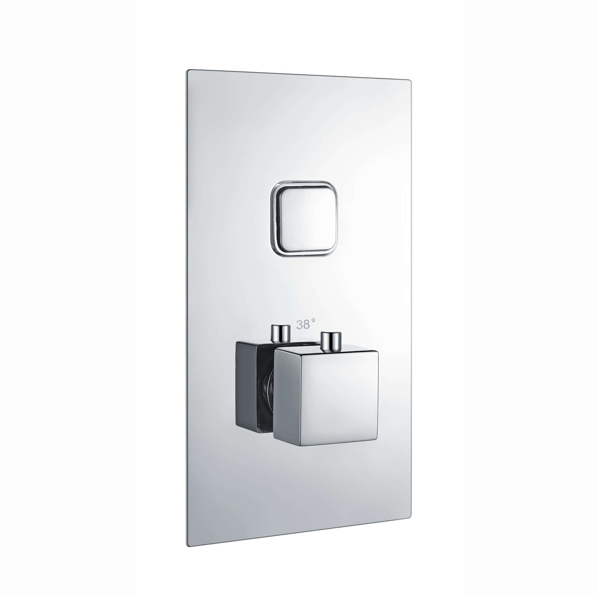 Milan Square Thermostatic Concealed Shower Set with Wall Mounted Shower Head - Chrome - Showers