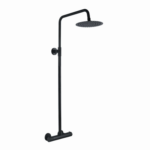 Buy Dune thermostatic bar shower set single outlet with ultra slim 200mm overhead shower - matt black online UK