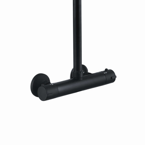 Buy Dune thermostatic bar shower set single outlet with ultra slim 200mm overhead shower - matt black online UK