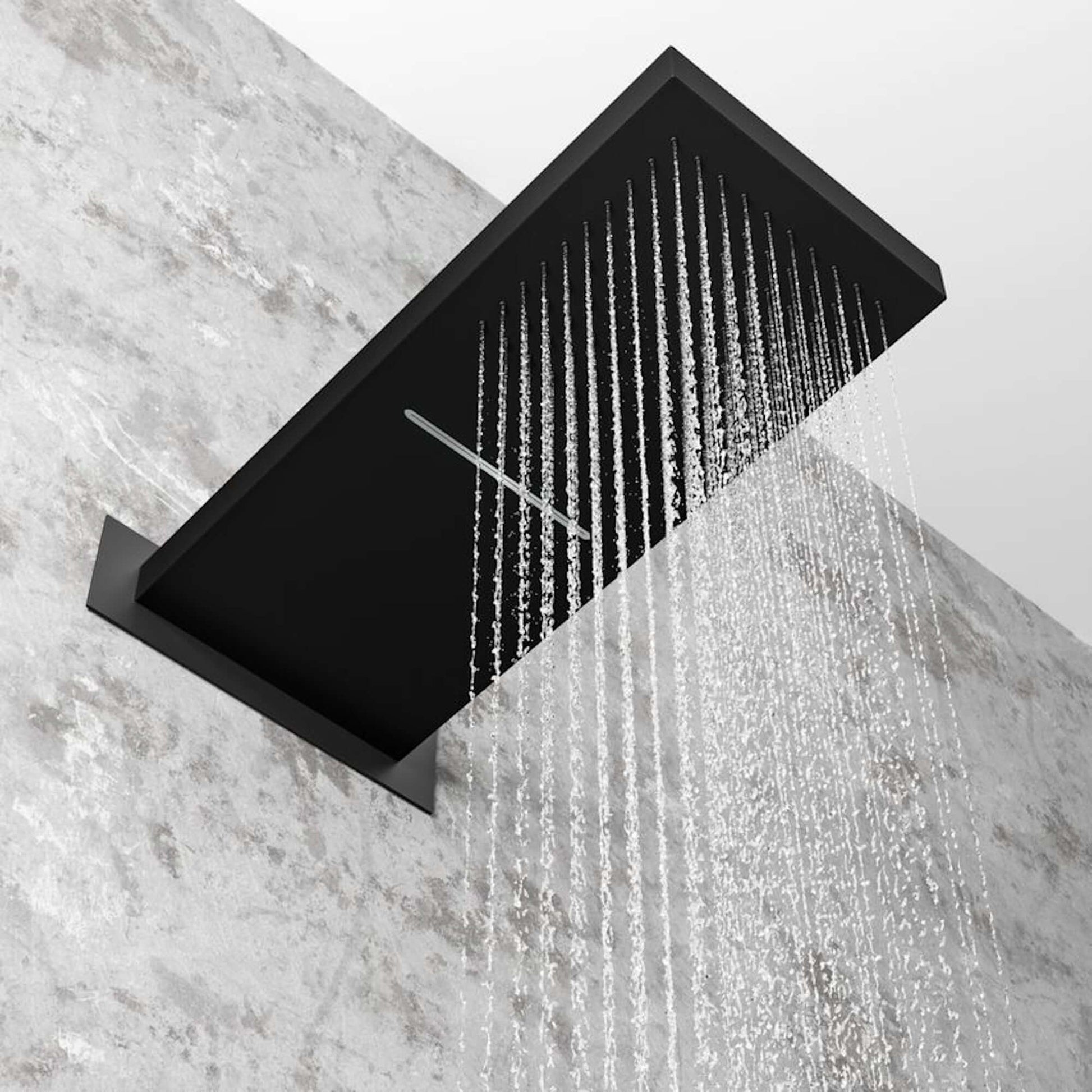 Milan Square Thermostatic Concealed Shower Set with Dual Overhead Shower - Black - Showers