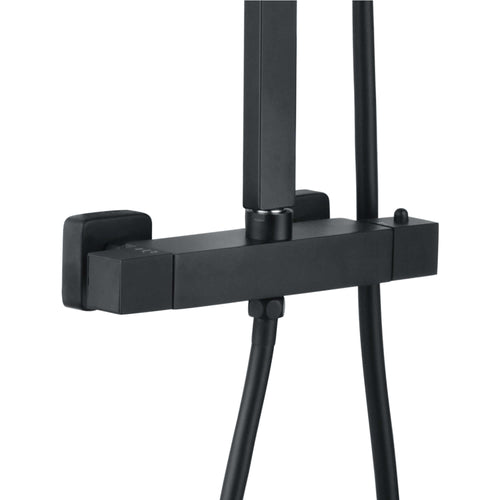 Buy Enzo square thermostatic shower set two outlet with ultra slim 200mm shower head and handheld - matt black online UK
