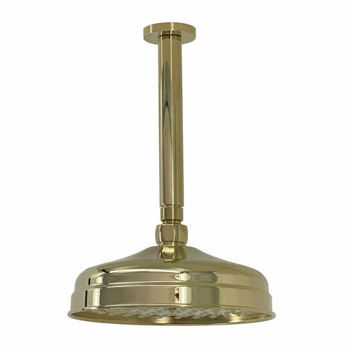 Buy Regent Traditional Crosshead And White Lever Concealed Thermostatic Shower Set Ceiling Fixed 8" Shower Head - brass Gold (1 Outlet) online UK