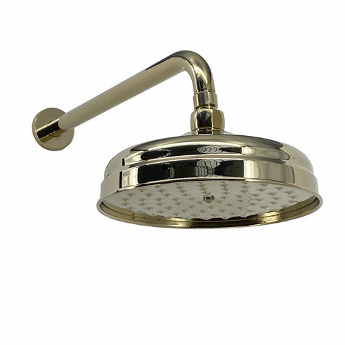 Buy Regent Traditional Crosshead And White Lever Concealed Thermostatic Shower Set Wall Fixed 8" Shower Head - Gold (1 Outlet) online UK