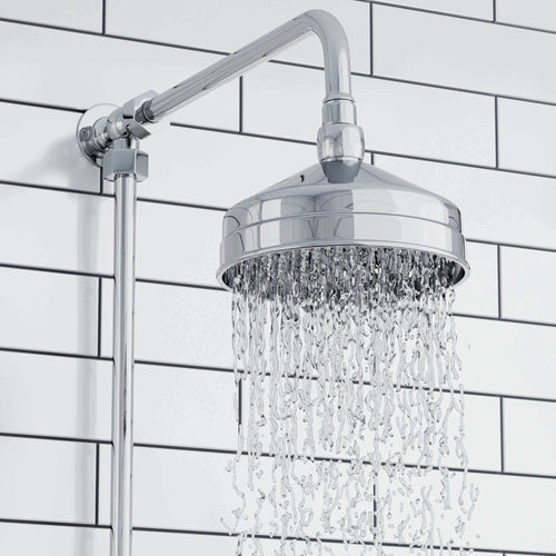 Buy Downton Exposed Traditional Thermostatic Shower Set Single Outlet Incl. Twin Shower Valve, Rigid Riser Rail, 150mm Shower Head - Chrome online UK