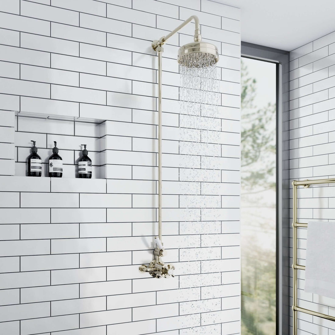 Downton Exposed Traditional Thermostatic Shower Set Single Outlet Incl ...