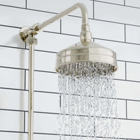 Downton Exposed Traditional Thermostatic Shower Set Single Outlet Incl. Twin Shower Valve, Rigid Riser Rail, 150mm Shower Head - English Gold And White - Showers