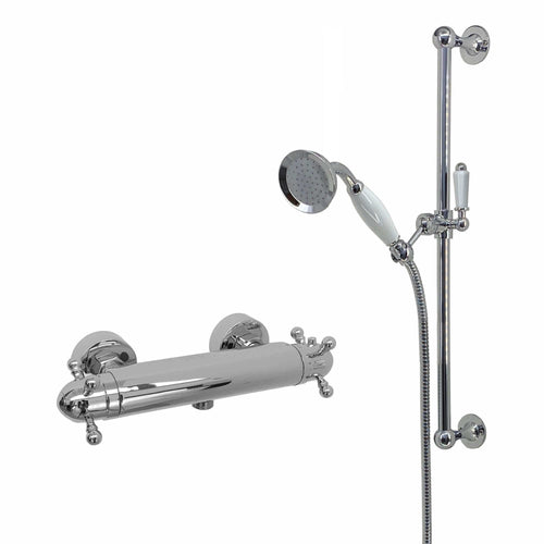 Buy Gallant traditional thermostatic shower bar mixer valve with slider rail shower kit - chrome online UK