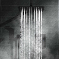 Milan Square Thermostatic Concealed Shower Set with Bath Filler, Wall Overhead Shower, Handset Kit - Black - Showers