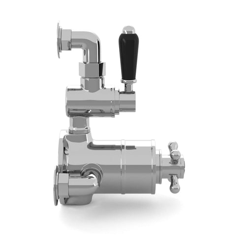 Buy Downton traditional twin thermostatic shower valve semi-exposed - chrome with black lever online UK