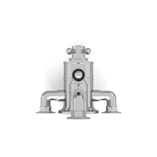 Buy Downton traditional twin thermostatic shower valve semi-exposed - chrome with black lever online UK