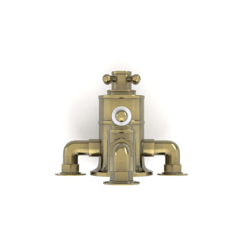 Buy Downton traditional twin thermostatic shower valve semi-exposed - antique brass online UK