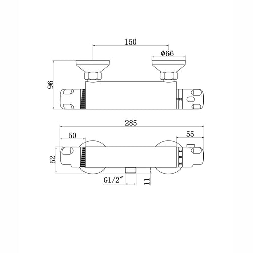 Buy Luna standard thermostatic bar shower valve bottom outlet - chrome online UK