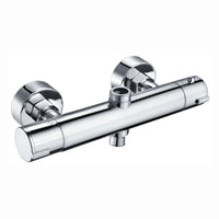 Dune contemporary two outlet 3/4" and 1/2" thermostatic bar shower mixer valve - chrome
