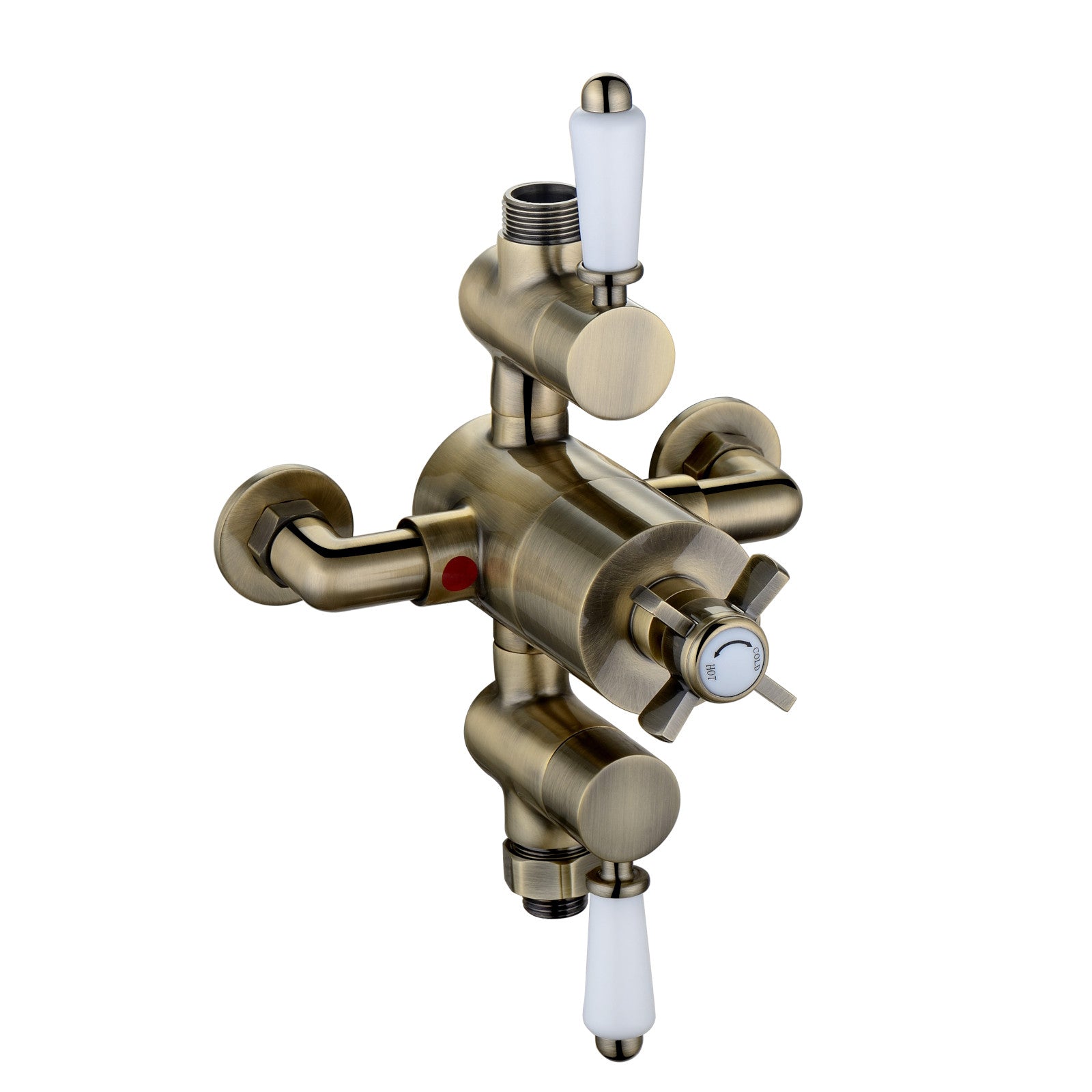 Trafalgar traditional triple thermostatic shower valve two outlet - antique bronze - Showers
