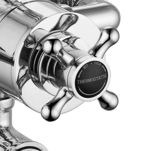 Buy Downton traditional triple thermostatic shower valve two outlet - chrome & black online UK
