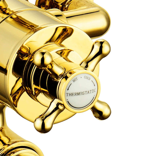 Buy Downton traditional triple thermostatic shower valve two outlet - gold online UK