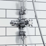 Buy Downton traditional triple thermostatic shower valve two outlet - chrome & white online UK